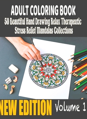 预订 50 Beautiful hand drawing Relax Therapeutic Stress Relief Mandalas Collections Adult Coloring Book: Original Amazin