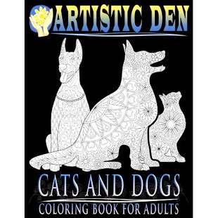 预订 Cats and Dogs Coloring Book For Adults ( Floral Tangle Art Therapy) (Volume 2): 9781683050025