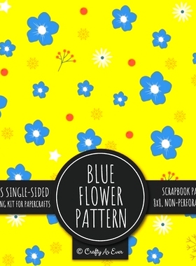 预订 Blue Flower Pattern Scrapbook Paper Pad: Yellow Background 8x8 Decorative Paper Design Scrapbooking Kit for Cardmak