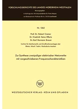 预订 Zur Synthese zweipoliger elektrischer Netzwerke mit vorgeschriebenen Frequenzcharakteristiken: 9783663066224