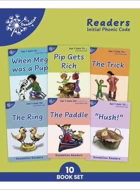 预订 Phonic Books Dandelion Readers Set 1 Units 11-20: Consonant digraphs and simple two-syllable words 蒲公英拼读本*套