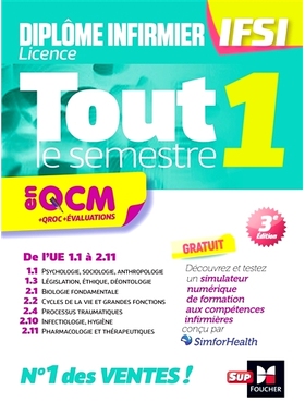 预订 Diplôme infirmier licence IFSI, tout le semestre 1 en QCM + QROC + évaluations : de l’UE 1.1 à 2.11 IFSI 护理文