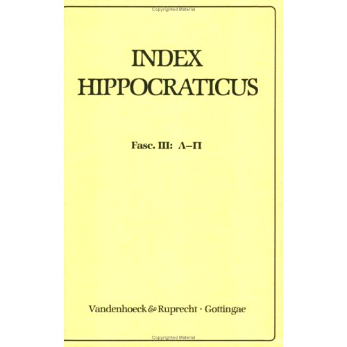 预订 Index Hippocraticus. Fasc. 3 (L-P) 希波克拉底索引 第 3 期（L-P）.: 9783525258033