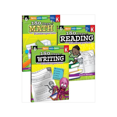 英文原版 幼儿园180天阅读写作数学3本合辑 180 Days of Practice for Kindergarten (Set of 3) Reading, Writing and Math