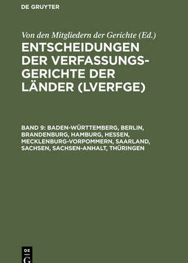 【预订】Baden-Württemberg, Berlin, Brandenburg, Hamburg, Hessen, Mecklenbur 9783110169232