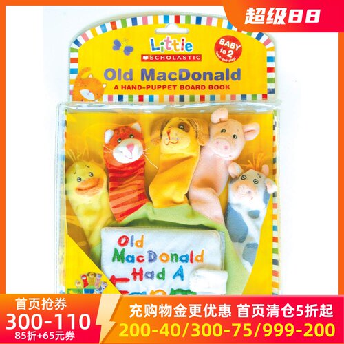英文原版 老麦克唐纳 童谣手偶布书 Old Macdonald: A Hand-Puppet Board Book 低幼启蒙 0岁