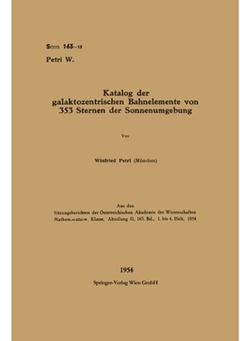 预订 Katalog der galaktozentrischen Bahnelemente von 353 Sternen der Sonnenumgebung: 9783662234594