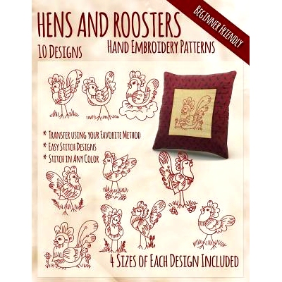 预订 Hens and Roosters Hand Embroidery Patterns: 9781530669011