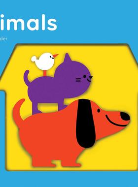 英文原版 小手摸摸全知道 新系列 学单词：动物 纸板书 儿童触摸趣味认知 TouchWords: Animals 0-2-3岁婴幼儿童 TouchThinkLearn