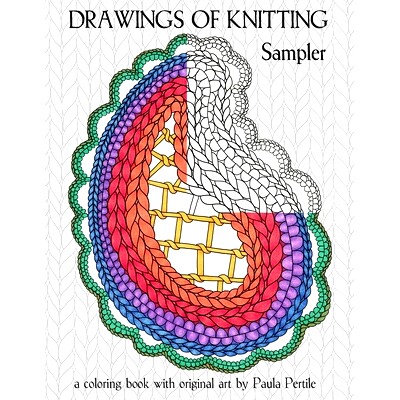 预订 Drawings of Knitting Sampler: a coloring book with original art by Paula Pertile: 9781519192837