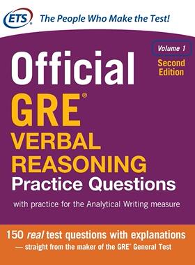 GRE官方词汇练习1（第2版）英文原版 Official GRE Verbal Reasoning Practice Questions, Second Edition, Volume 1