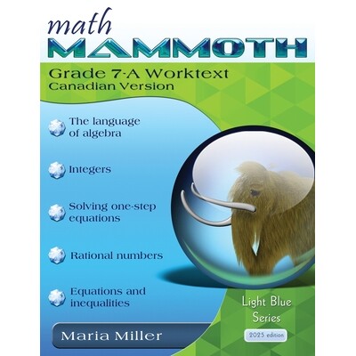 预订 Math Mammoth Grade 7-A Worktext, Canadian Version 9781954379299