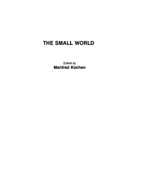 预订 The Small World: A Volume of Recent Research Advances Commemorating Ithiel de Sola Pool, Stanley Milgram, Theodore