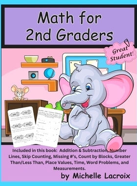 预订 Math for 2nd Graders: Addition & Subtraction, Number Lines, Skip Counting, Missing #’s, Count by Blocks, Greater T
