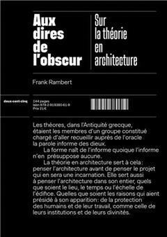 [预订]Aux dires de l’obscur : sur la théorie en architecture 9782919380619