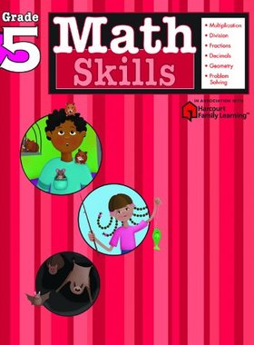 英文原版 Flash Kids 数学技能：5年级 Math Skills: Grade 5 (Flash Kids Harcourt Family Learning)