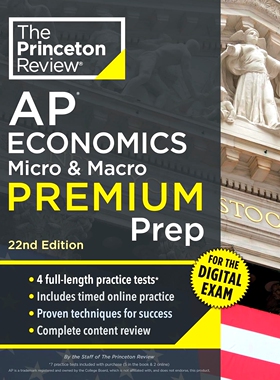 预售 普林斯顿AP宏观&微观经济学 第22版 英文原版 Princeton Review AP Economics Micro & Macro Premium Prep, 22nd Edition