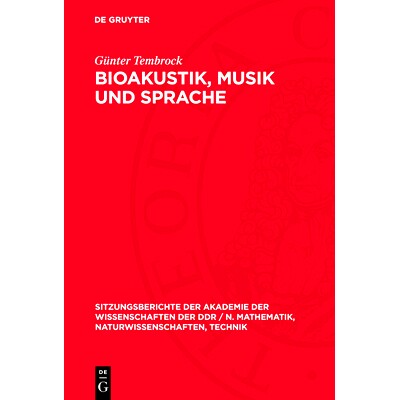 预订 Bioakustik, Musik und Sprache: 9783112732960