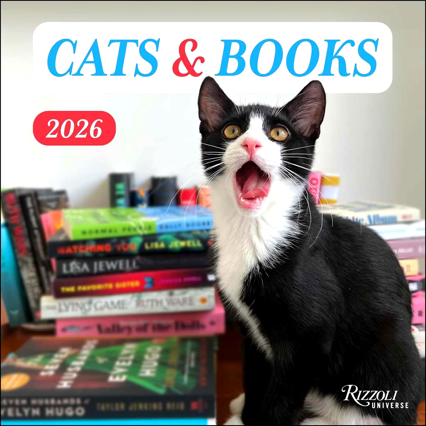 现货 猫与书 2026年挂历 英文原版 进口日历 猫咪摄影 文学爱好者 幽默挂历 新年礼物 Cats and Books 2026 Wall Calendar
