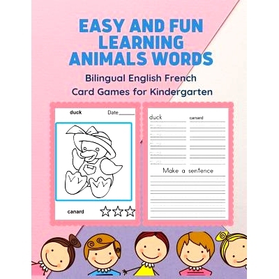 预订 Easy and Fun Learning Animals Words Bilingual English French Card Games for Kindergarten: Practice reading, tracing