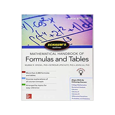 预订 英文原版 公式与表格数学手册大纲，第5版 Schaum’s Outline of Mathematical Handbook of Formulas and Tables