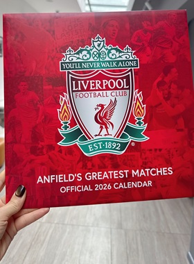 现货 利物浦 经典主场胜利 2026年官方挂历 进口英文原版日历 英超周边 球迷礼物 Liverpool FC Greatest Matches Calendar
