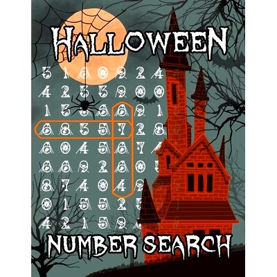 预订 Halloween Number Search: Puzzle Book with 105 Halloween Themed Puzzles: 9798689640358