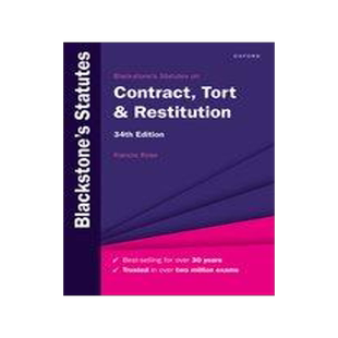 [预订]Blackstone’s Statutes on Contract, Tort & Restitution 9780198890799