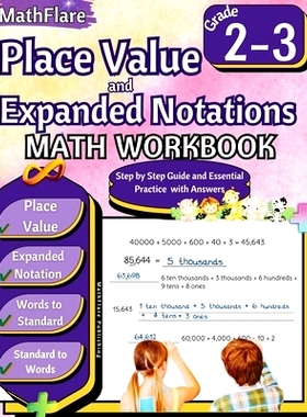 预订 Place Value and Expanded Notations Math Workbook 2nd and 3rd Grade: Place Value Grade 2-3, Expanded and Standard No