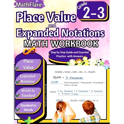预订 Place Value and Expanded Notations Math Workbook 2nd and 3rd Grade: Place Value Grade 2-3, Expanded and Standard No