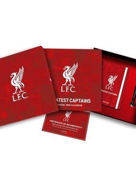 现货 利物浦 2026年官方礼盒 挂历+本+笔+队歌音乐盒+收藏证书 进口英文原版日历 英超球队周边 Official Liverpool FC Gift Box