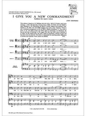 预订 I give you a new commandment 新誡命：男聲合唱及管風琴伴奏的短詩歌: 9780193952805