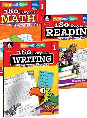 【预售】180 Days of Practice for First Grade (Set of 3), 1st Grade Workbooks for Kids Ages 5-7, Includes 180 Days of