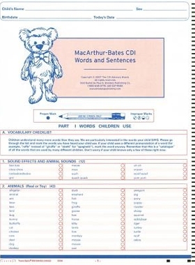 预订 MacArthur Communicative Development Inventories (CDI): Words and Sentences, NCS Scannable MacArthur-Bates交际发展存