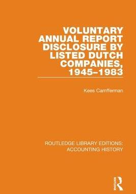 [预订]Voluntary Annual Report Disclosure by Listed Dutch Companies, 1945-1983 9780367499099