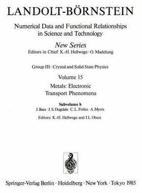 预订 Electrical Resistivity, Thermoelectrical Power and Optical Properties