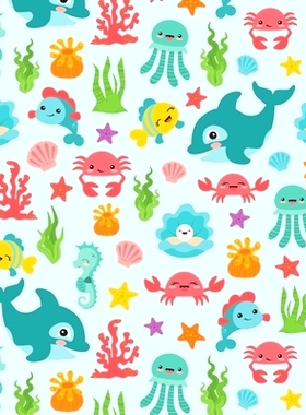 预订 Ocean Life Story Paper: Delightful Ocean Creatures Dotted Midline and Picture Space Grades K-2 School Exercise Book