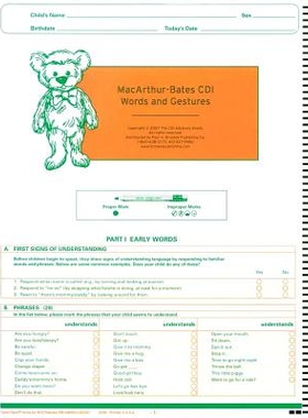 预订 MacArthur Communicative Development Inventories (CDI): Words and Gestures, NCS Scannable MacArthur-Bates交际发展存