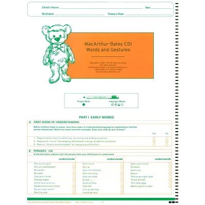 预订 MacArthur Communicative Development Inventories (CDI): Words and Gestures, NCS Scannable MacArthur-Bates交际发展存