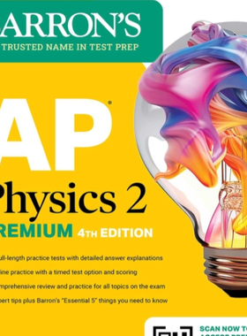 现货 巴朗AP物理2高级版 第4版 2025年 英文原版 Barron's AP Physics 2 Premium, Fourth Edition: Prep Book 4 Practice Tests