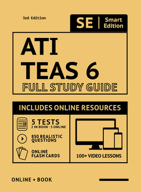 【预订】Ati Teas 6 Full Study Guide 3rd Edition: Complete Subject Review Printed in Color, 5 Full Practice Tests B...