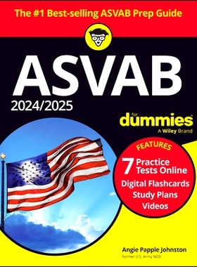 预订 2024/2025 ASVAB for Dummies: Book + 7 Practice Tests + Flashcards + Videos Online 入伍倾向综合测验达人迷（+ 7练习测
