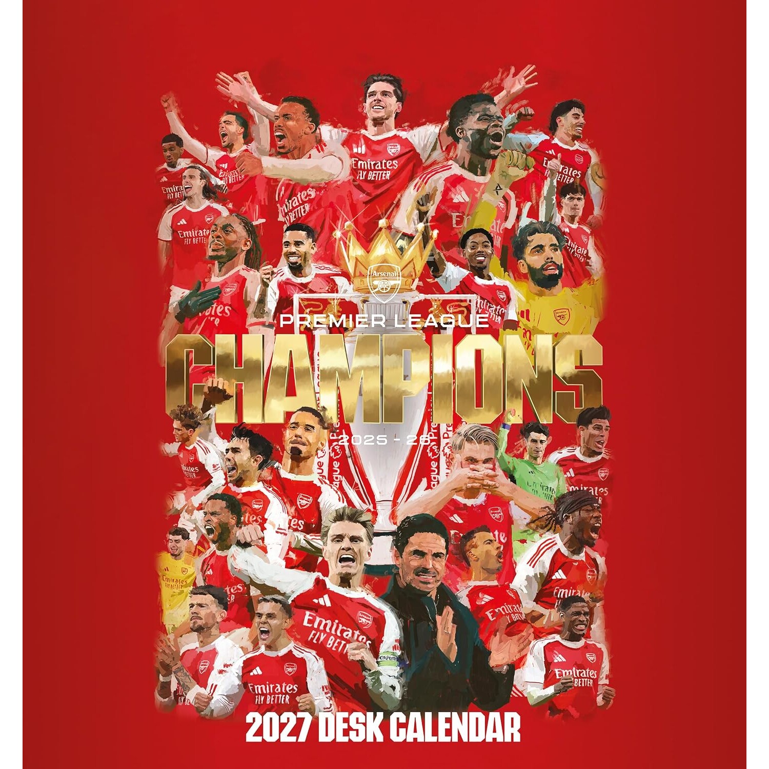 预售 阿森纳足球俱乐部 2027年桌面台历 25-26荣耀赛季 明信片款 Arsenal FC Desk Easel Calendar 英文原版 进口日历 赖斯萨卡