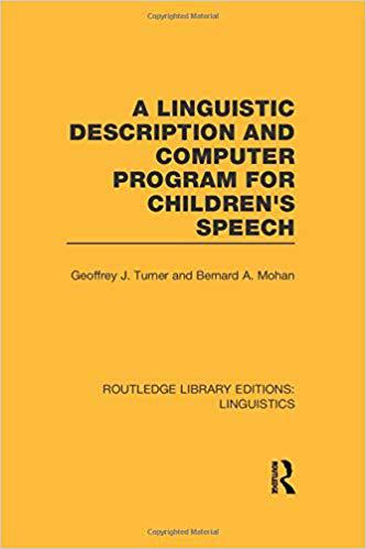 【预售】A Linguistic Description and Computer Program for Children’s Speech