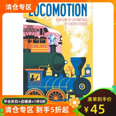 英文原版 折叠科普绘本：火车 融合历史、科技与艺术 Locomotion: A History of Locomotives (Leporello)