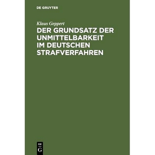 der Unmittelbarkeit 预订 Strafverfahren Grundsatz deutschen 9783110072563 Der