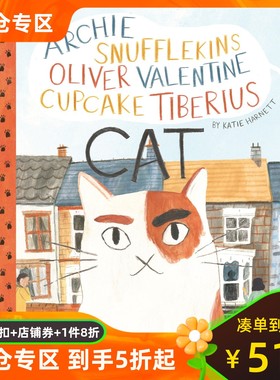 英文原版 一只有很多名字的猫 Katie Harnett插画绘本 精装 Archie Snufflekins Oliver Valentine Cupcake Tiberius Cat
