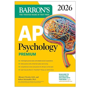 现货 巴朗AP心理学高级版 2026年版 备考指南 英文原版 AP Psychology Premium, 2026