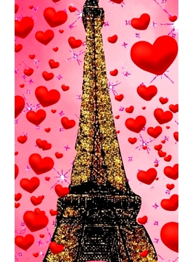 预订 Paris eiffel tower glitter glitter red hearts creative blank journal sir Michael designer edition: Paris eiffel tow