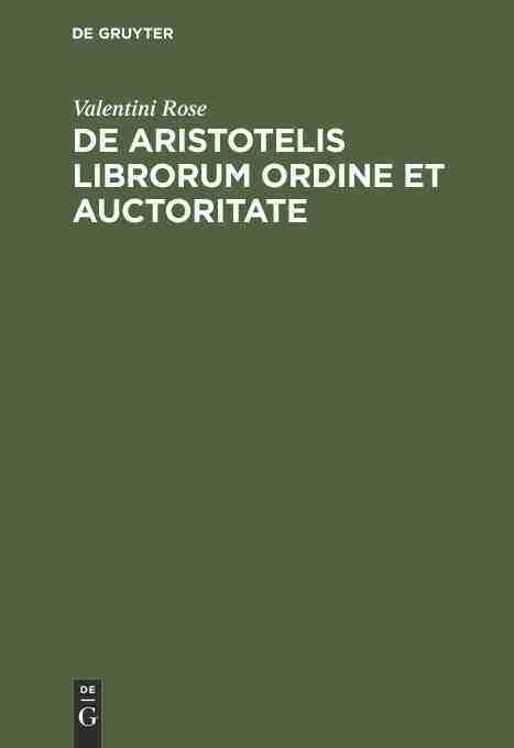 【预订】De Aristotelis librorum ordine et auctoritate 9783111262222